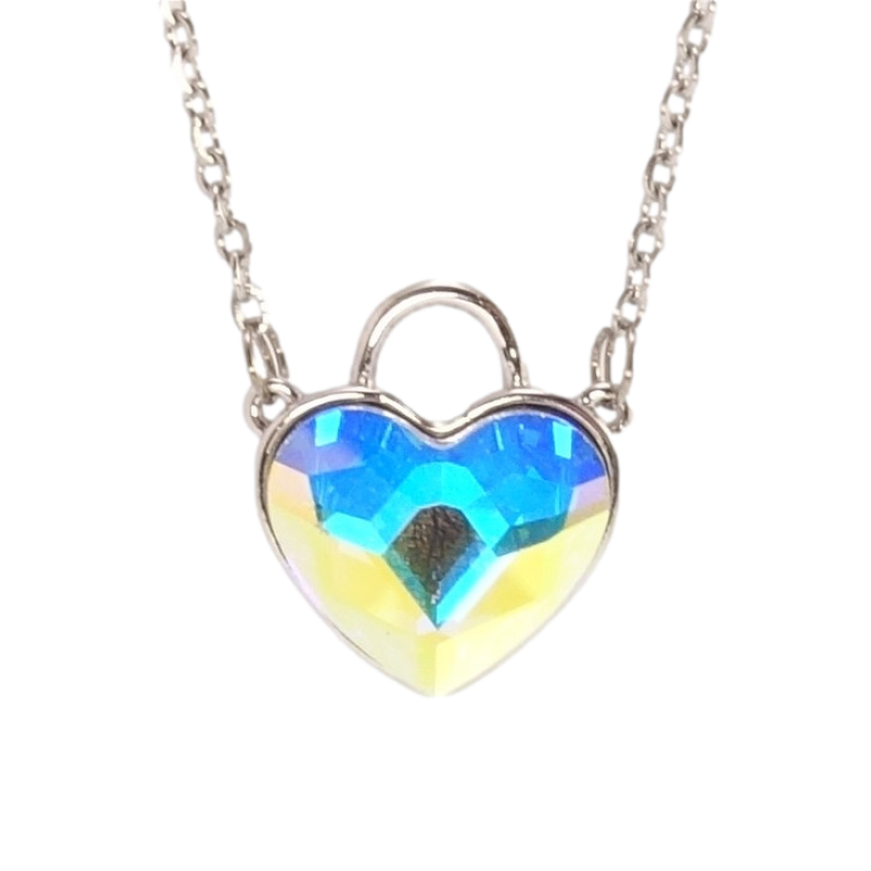 Кулон Xuping колір Родій з кр-ми Swarovski на ланцюжку Кристальне серце-замочок AВ дл. 41-46см х 1мм фото №5