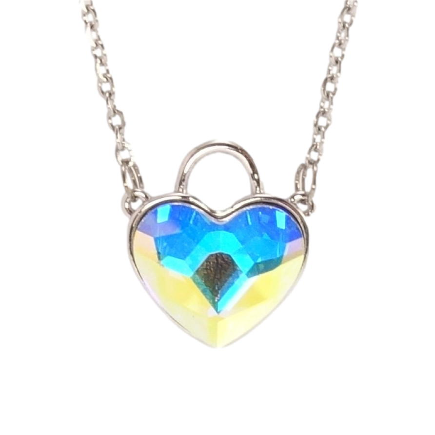 Кулон Xuping колір Родій з кр-ми Swarovski на ланцюжку Кристальне серце-замочок AВ дл. 41-46см х 1мм фото №1