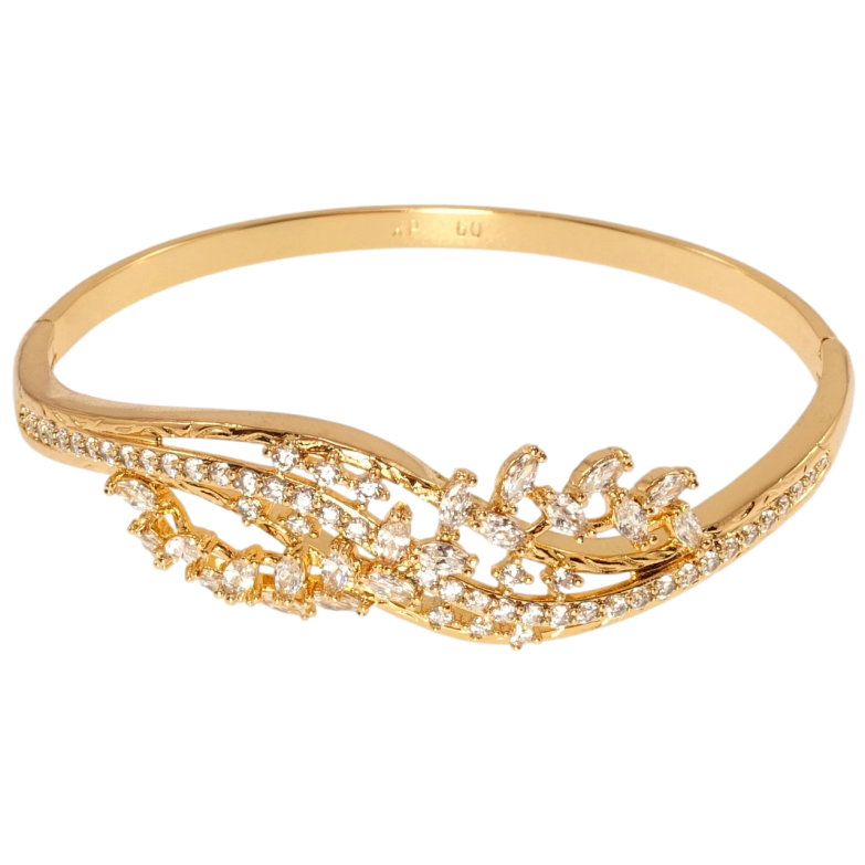 Браслет Xuping Позолота 18K Витончений флористичний орнамент з цирконієм ø 6см фото №9 Браслет Xuping Позолота 18K Витончений флористичний орнамент з цирконієм ø 6см фото №9