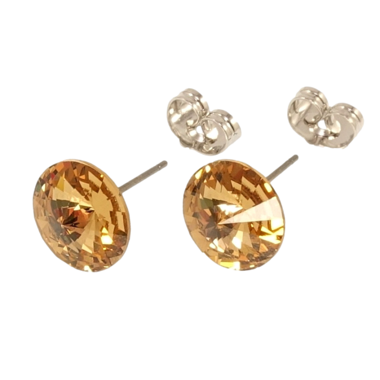 Сережки Xuping колір Родій з кристалами Swarovski пусети Кристал Topaz ø 11мм фото №1 Сережки Xuping колір Родій з кристалами Swarovski пусети Кристал Topaz ø 11мм фото №1