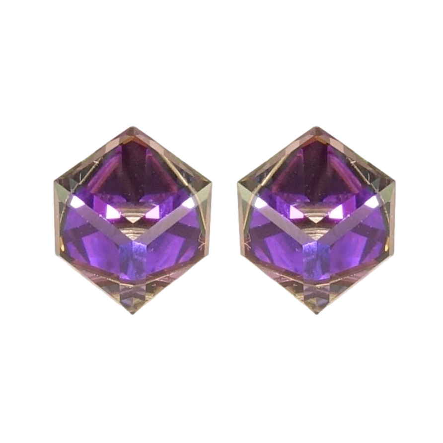 Сережки Xuping колір Родій з кристалами Swarovski пусети Кристальні кубики Heliotrope 6х6мм фото №1 Сережки Xuping колір Родій з кристалами Swarovski пусети Кристальні кубики Heliotrope 6х6мм фото №1