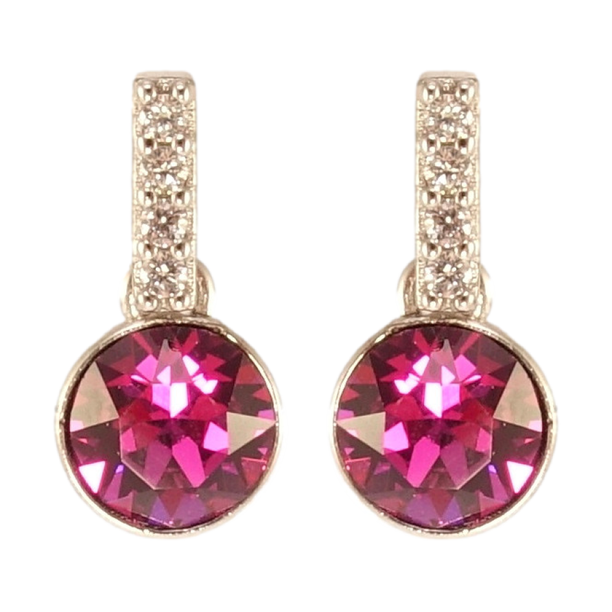 Сережки Xuping колір Родій з кристалами Swarovski пусети Кристали Fuchsia ø 6мм фото №1 Сережки Xuping колір Родій з кристалами Swarovski пусети Кристали Fuchsia ø 6мм фото №1