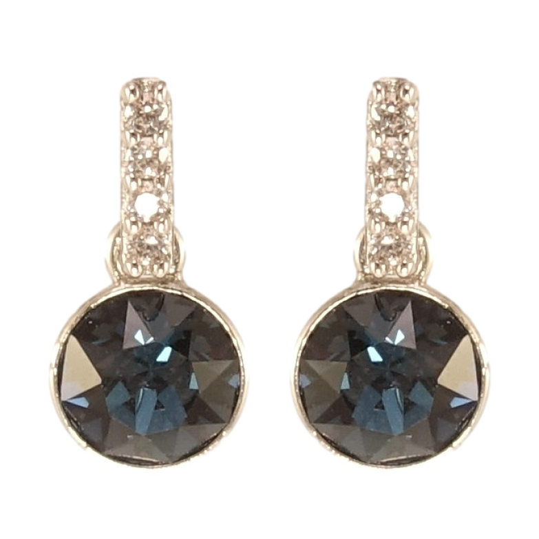 Сережки Xuping колір Родій з кристалами Swarovski пусети Кристали Montana ø 6мм фото №1 Сережки Xuping колір Родій з кристалами Swarovski пусети Кристали Montana ø 6мм фото №1