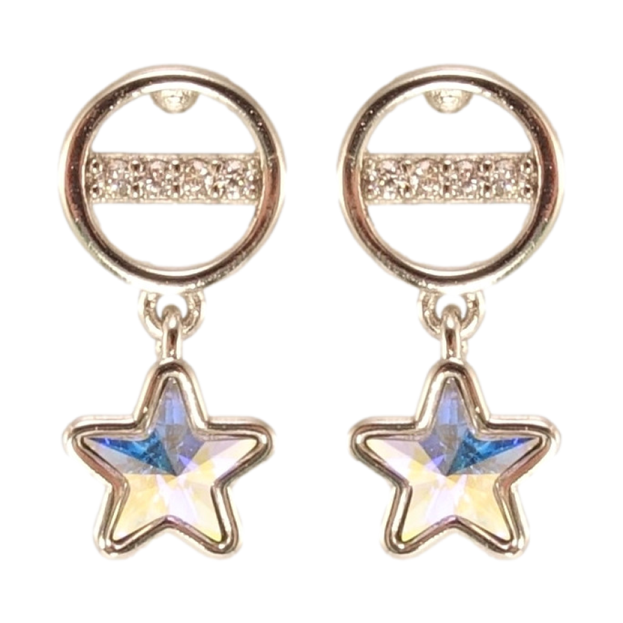 Сережки Xuping колір Родій з кристалами Swarovski пусети Кристальні зірки АВ фото №1 Сережки Xuping колір Родій з кристалами Swarovski пусети Кристальні зірки АВ фото №1