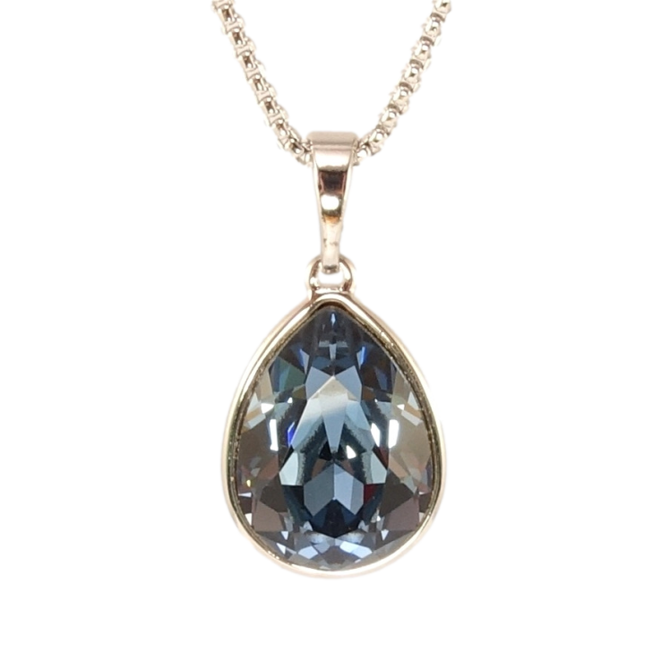 Кулон Xuping цвет Родий с кр-ми Swarovski на цепочке Кристальная капелька Montana дл. 40-45см х 1мм фото №23 Кулон Xuping цвет Родий с кр-ми Swarovski на цепочке Кристальная капелька Montana дл. 40-45см х 1мм фото №23