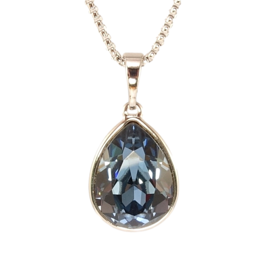 Кулон Xuping цвет Родий с кр-ми Swarovski на цепочке Кристальная капелька Montana дл. 40-45см х 1мм фото №1 Кулон Xuping цвет Родий с кр-ми Swarovski на цепочке Кристальная капелька Montana дл. 40-45см х 1мм фото №1