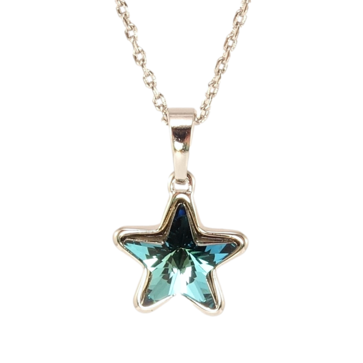 Кулон Xuping колір Родій з кр-ми Swarovski на ланцюжку Кристальна зірочка Metallic Blue дл. 42-47см х 1мм фото №14 Кулон Xuping колір Родій з кр-ми Swarovski на ланцюжку Кристальна зірочка Metallic Blue дл. 42-47см х 1мм фото №14