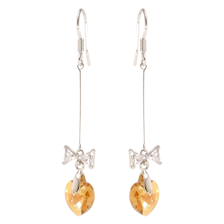 Сережки Xuping колір Родій з кристалами Swarovski французький замок Кристальні серця Topaz з бантами фото №19
