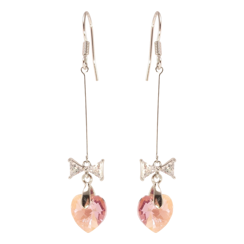 Сережки Xuping колір Родій з кристалами Swarovski французький замок Кристальні серця Rose з бантами фото №20 Сережки Xuping колір Родій з кристалами Swarovski французький замок Кристальні серця Rose з бантами фото №20