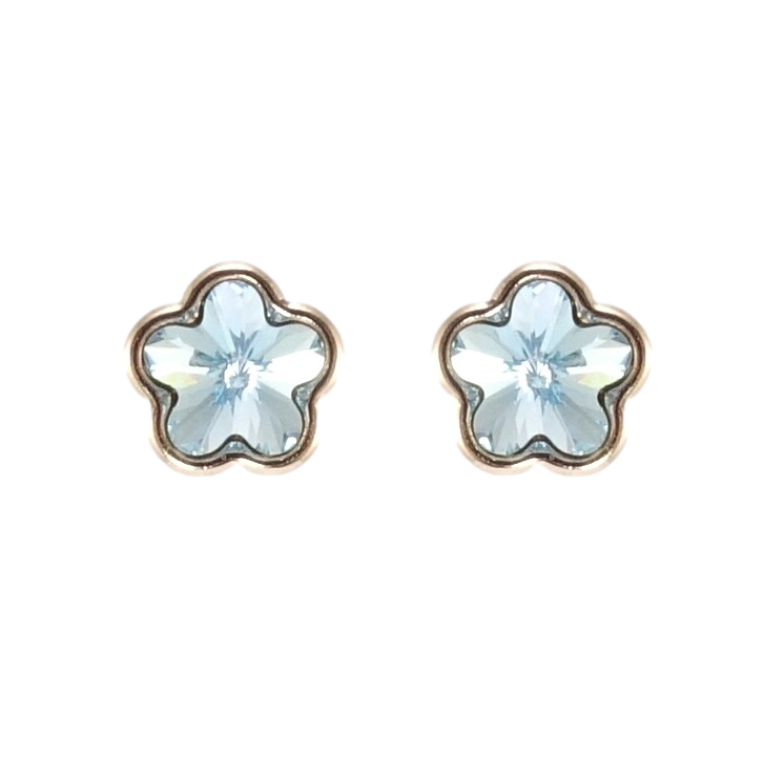 Сережки Xuping колір Родій з кристалами Swarovski пусети Кристальні квіточки Aquamarine фото №7 Сережки Xuping колір Родій з кристалами Swarovski пусети Кристальні квіточки Aquamarine фото №7