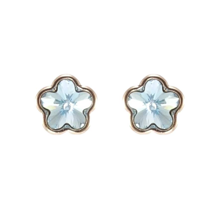 Сережки Xuping колір Родій з кристалами Swarovski пусети Кристальні квіточки Aquamarine фото №1 Сережки Xuping колір Родій з кристалами Swarovski пусети Кристальні квіточки Aquamarine фото №1