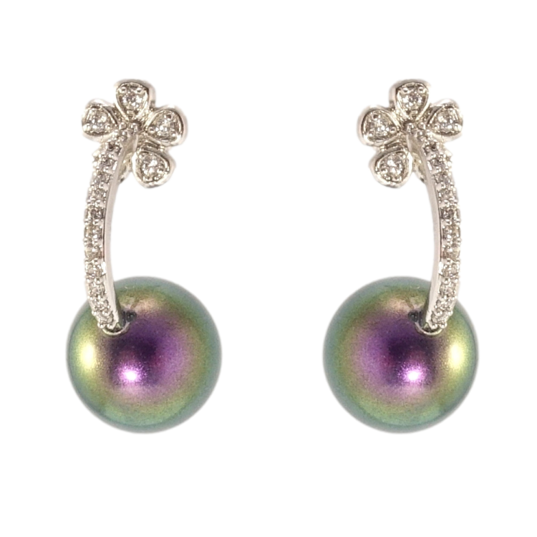 Сережки Xuping колір Родій з кристалами Swarovski пусети Дуги з квіточками та перлами Swarovski ø 10мм фото №22 Сережки Xuping колір Родій з кристалами Swarovski пусети Дуги з квіточками та перлами Swarovski ø 10мм фото №22