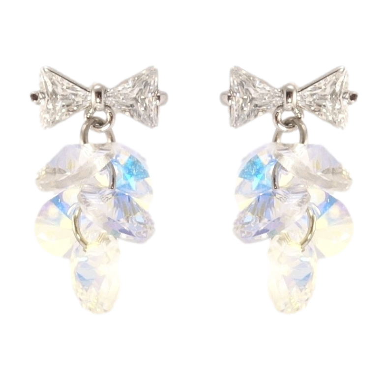 Серьги Xuping цвет Родий с кристаллами Swarovski пусеты Бантики с кристальными гроздьями Shimmer фото №9 Серьги Xuping цвет Родий с кристаллами Swarovski пусеты Бантики с кристальными гроздьями Shimmer фото №9