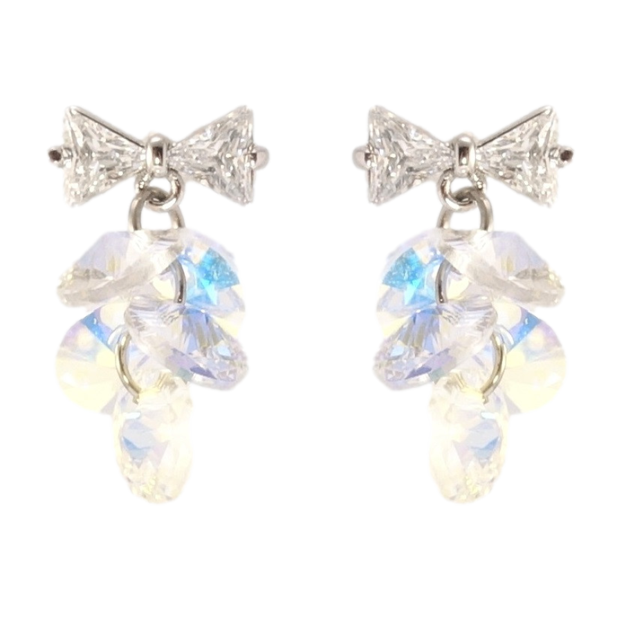 Серьги Xuping цвет Родий с кристаллами Swarovski пусеты Бантики с кристальными гроздьями Shimmer фото №1 Серьги Xuping цвет Родий с кристаллами Swarovski пусеты Бантики с кристальными гроздьями Shimmer фото №1
