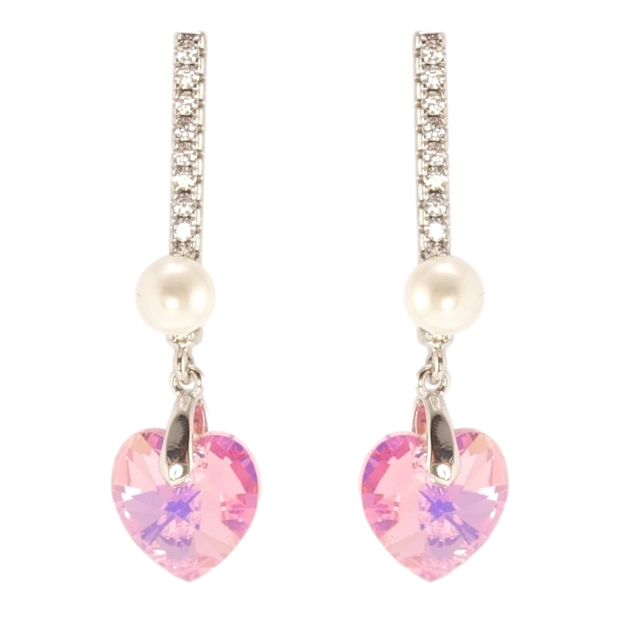 Сережки Xuping колір Родій з кристалами Swarovski пусети Дорожки кристалів з серцями Rose Delite фото №1 Сережки Xuping колір Родій з кристалами Swarovski пусети Дорожки кристалів з серцями Rose Delite фото №1