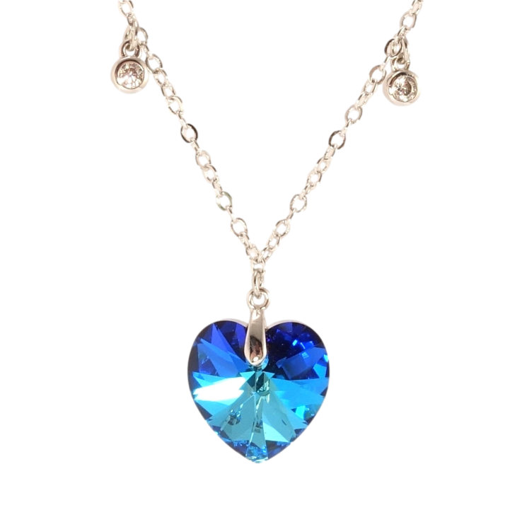 Кулон Xuping цвет Родий с кр-ми Swarovski на цепочке Сердце Metallic Blue на цепочке с подвесками дл. фото №12 Кулон Xuping цвет Родий с кр-ми Swarovski на цепочке Сердце Metallic Blue на цепочке с подвесками дл. фото №12