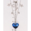 Кулон Xuping цвет Родий с кр-ми Swarovski на цепочке Сердце Metallic Blue на цепочке с подвесками дл. фото №2
