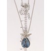 Кулон Xuping колір Родій з кр-ми Swarovski на ланцюжку Кристальна крапля Montana з метеликом дл. 40-45см х 1мм фото №2