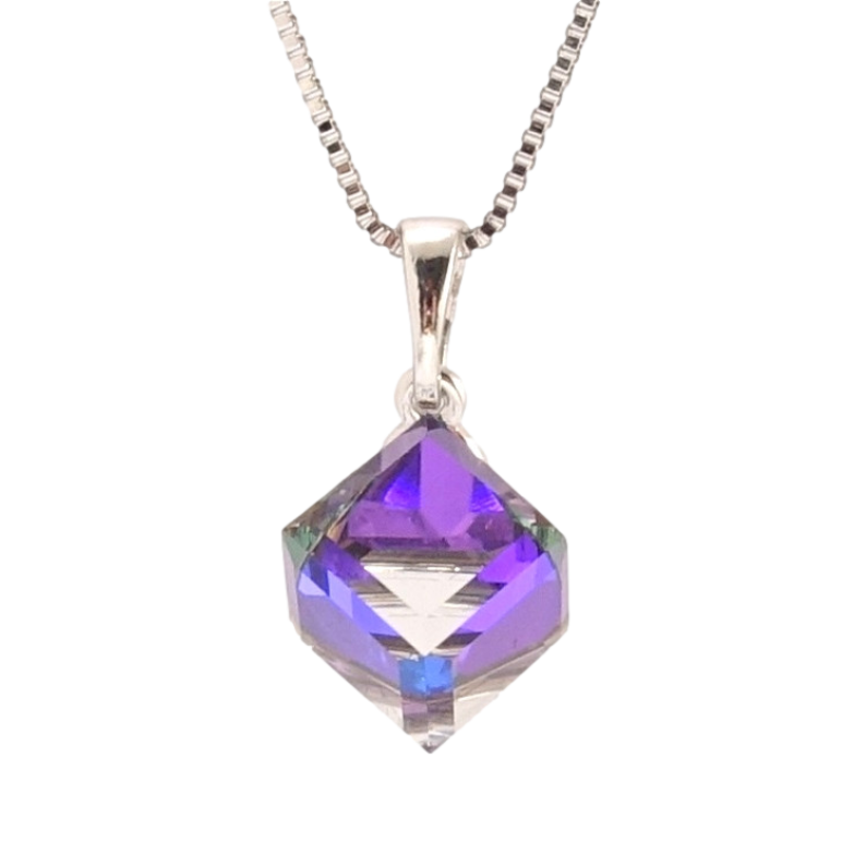 Кулон Xuping колір Родій з кр-ми Swarovski на ланцюжку Кристальний куб Cobalt 8х8мм дл. 40-45см х 1мм фото №8 Кулон Xuping колір Родій з кр-ми Swarovski на ланцюжку Кристальний куб Cobalt 8х8мм дл. 40-45см х 1мм фото №8