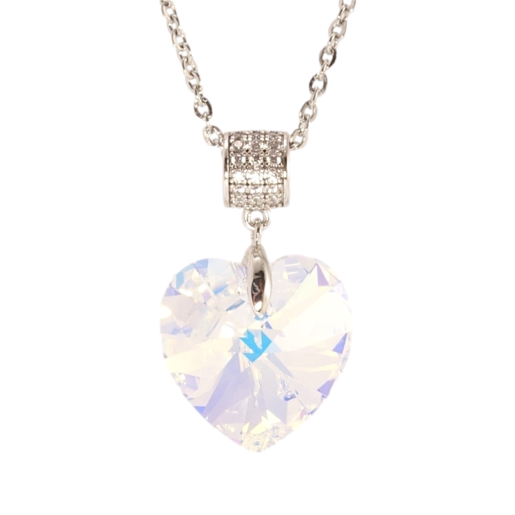 Кулон Xuping колір Родій з кр-ми Swarovski на ланцюжку Кристальне серце Shimmer дл. 40-45см х 2мм фото №13