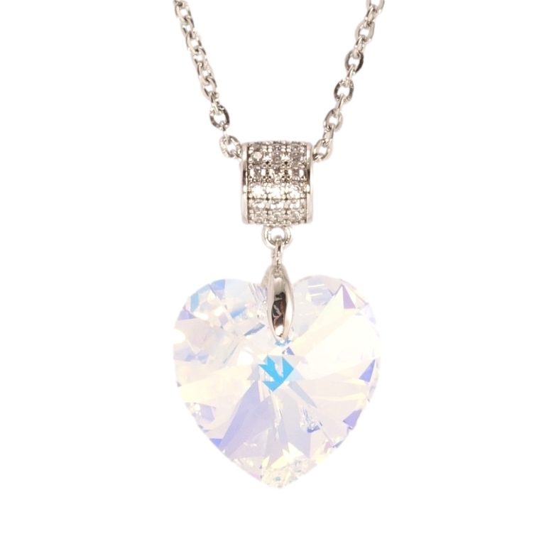 Кулон Xuping колір Родій з кр-ми Swarovski на ланцюжку Кристальне серце Shimmer дл. 40-45см х 2мм фото №3 Кулон Xuping колір Родій з кр-ми Swarovski на ланцюжку Кристальне серце Shimmer дл. 40-45см х 2мм фото №3