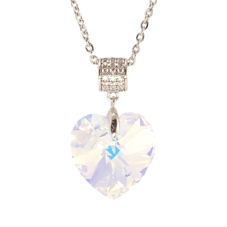 Кулон Xuping колір Родій з кр-ми Swarovski на ланцюжку Кристальне серце Shimmer дл. 40-45см х 2мм фото №1 Кулон Xuping колір Родій з кр-ми Swarovski на ланцюжку Кристальне серце Shimmer дл. 40-45см х 2мм фото №1