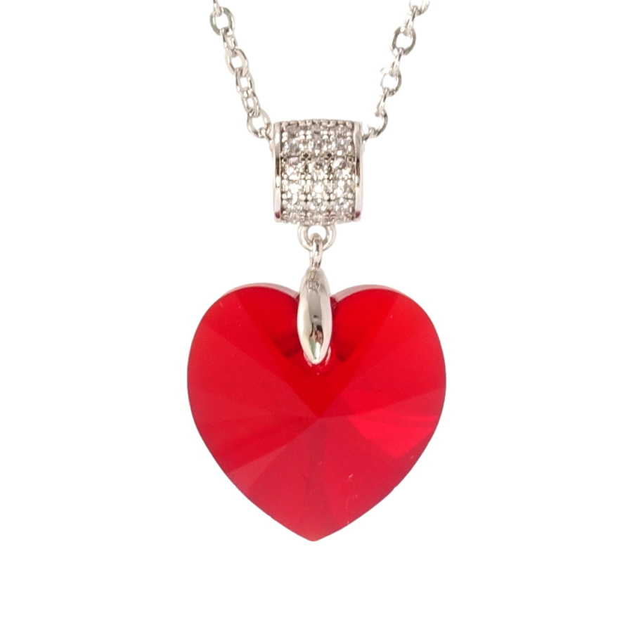 Кулон Xuping колір Родій з кр-ми Swarovski на ланцюжку Кристальне серце Siam дл. 40-45см х 2мм фото №1