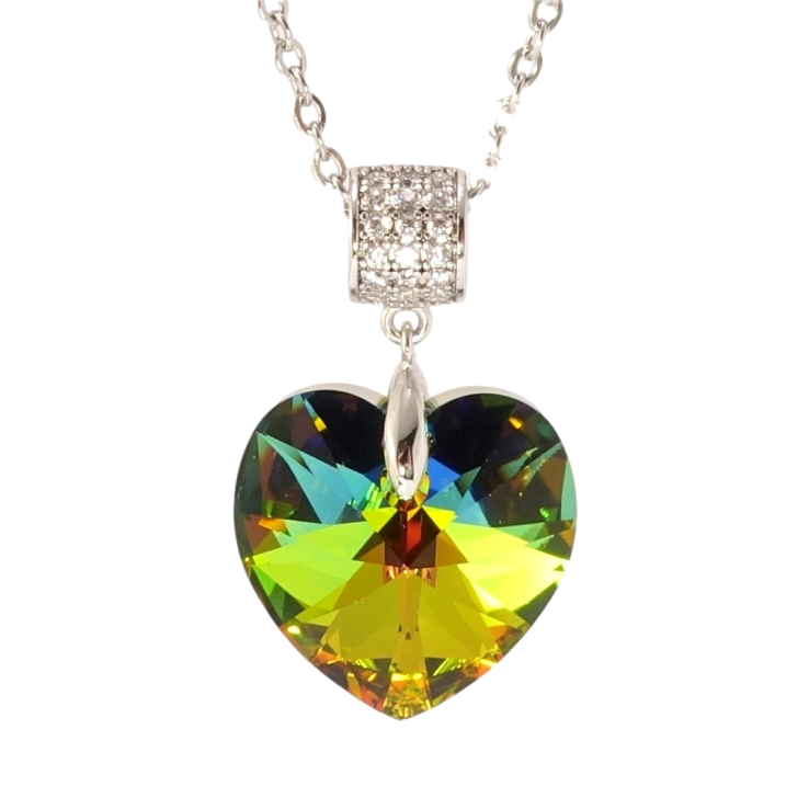 Кулон Xuping колір Родій з кр-ми Swarovski на ланцюжку Кристальне серце Vitrail Medium дл. 40-45см х 2мм фото №4 Кулон Xuping колір Родій з кр-ми Swarovski на ланцюжку Кристальне серце Vitrail Medium дл. 40-45см х 2мм фото №4