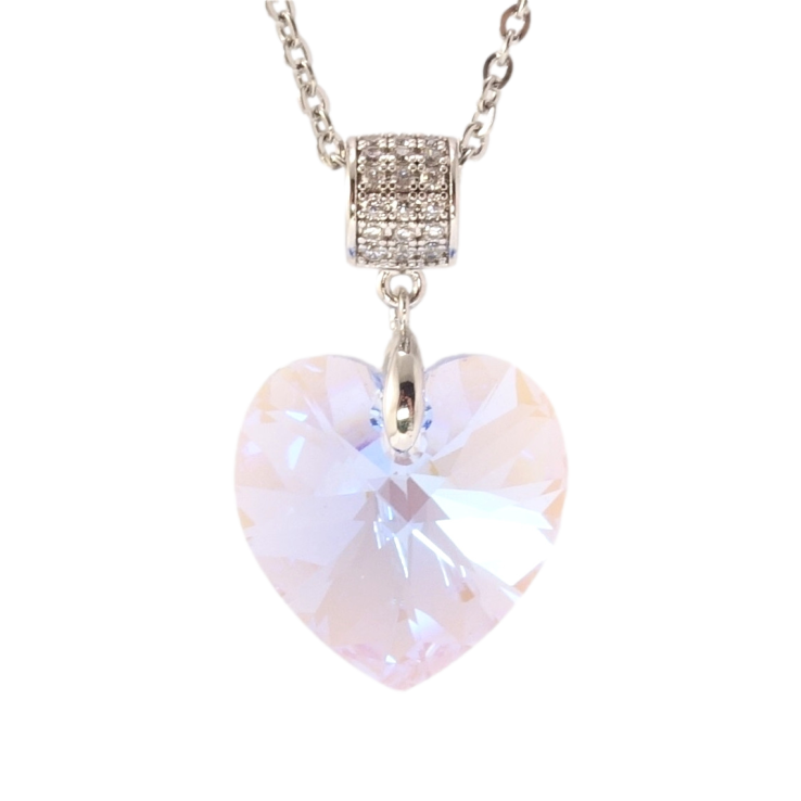 Кулон Xuping колір Родій з кр-ми Swarovski на ланцюжку Кристальне серце Ocean Delite дл. 40-45см х 2мм фото №3 Кулон Xuping колір Родій з кр-ми Swarovski на ланцюжку Кристальне серце Ocean Delite дл. 40-45см х 2мм фото №3