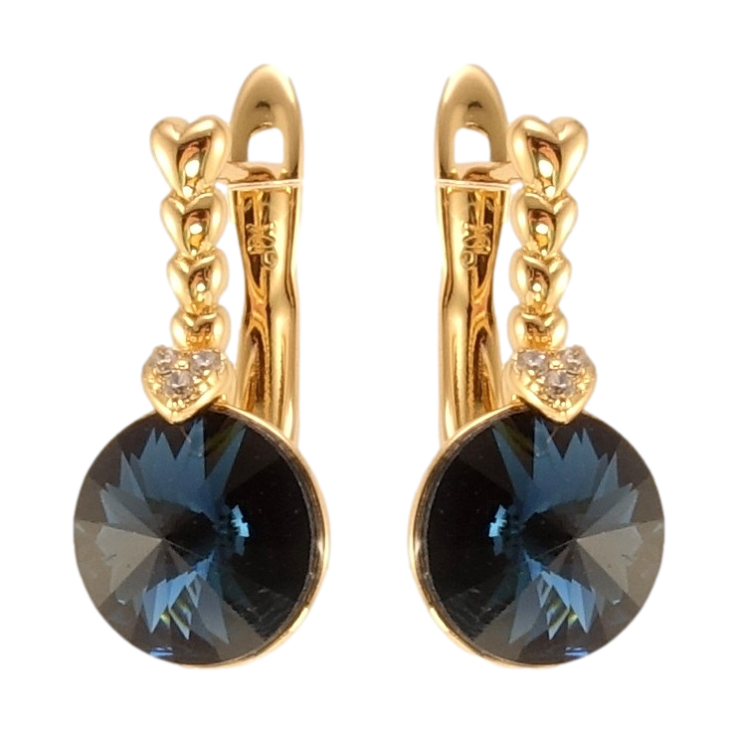 Сережки Xuping колір 18K з кристалами Swarovski англійський замок Кристали Montana на дужках серцях фото №10 Сережки Xuping колір 18K з кристалами Swarovski англійський замок Кристали Montana на дужках серцях фото №10
