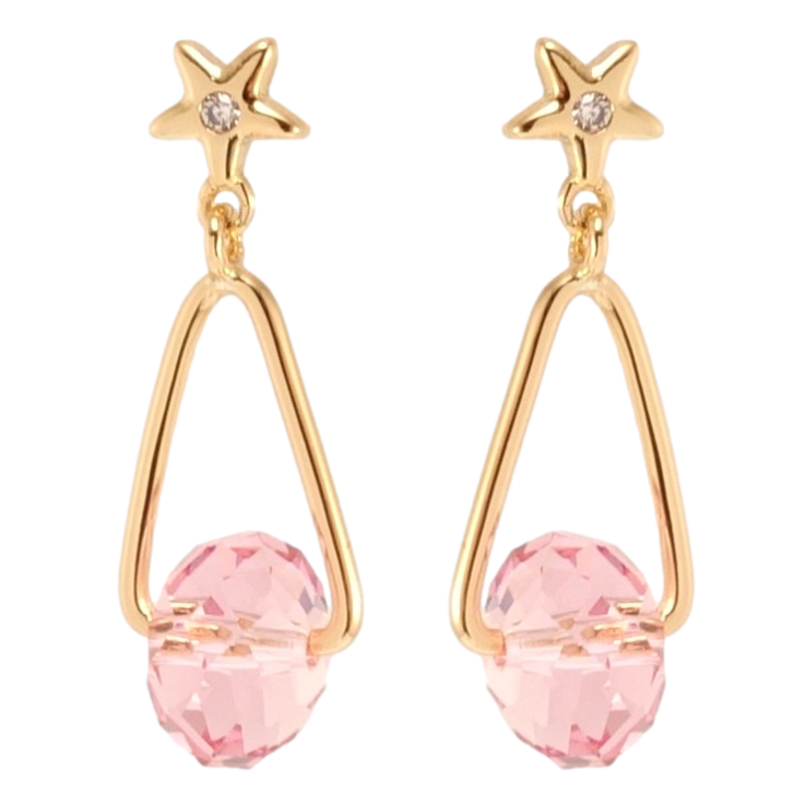 Серьги Xuping цвет 18K с кристаллами Swarovski пусеты Звездочки с треугольными подвесками и бусиной фото №12