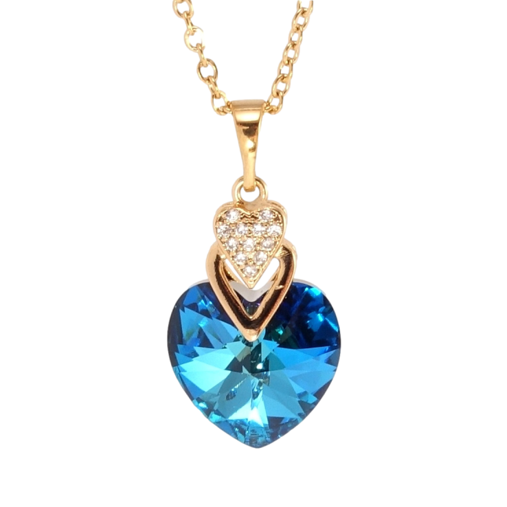Кулон Xuping колір 18K з кр-ми Swarovski на ланцюжку Кристальне серце Bermuda Blue дл. 40-45см х 2мм фото №19 Кулон Xuping колір 18K з кр-ми Swarovski на ланцюжку Кристальне серце Bermuda Blue дл. 40-45см х 2мм фото №19