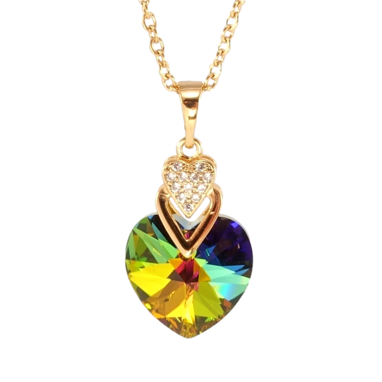 Кулон Xuping колір 18K з кр-ми Swarovski на ланцюжку Кристальне серце Vitrail Medium дл. 40-46см х 2мм фото №1 Кулон Xuping колір 18K з кр-ми Swarovski на ланцюжку Кристальне серце Vitrail Medium дл. 40-46см х 2мм фото №1