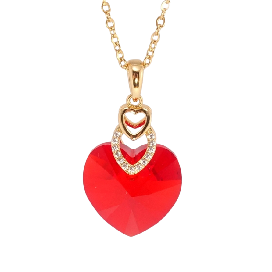 Кулон Xuping цвет 18K с кр-ми Swarovski на цепочке Кристальное сердечко Light Siam дл. 40-45см х 2мм фото №1 Кулон Xuping цвет 18K с кр-ми Swarovski на цепочке Кристальное сердечко Light Siam дл. 40-45см х 2мм фото №1