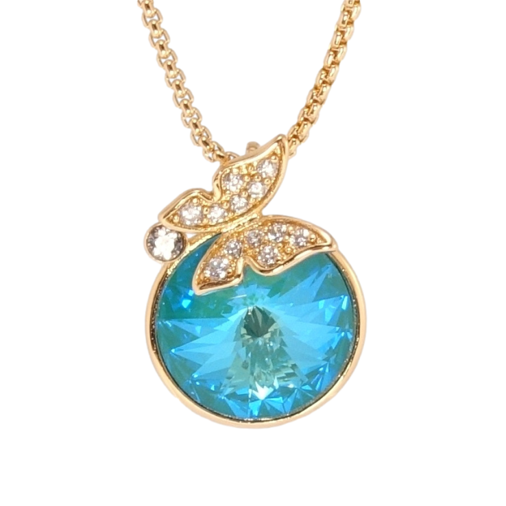 Кулон Xuping колір 18K з кр-ми Swarovski на ланцюжку Кристал Laguna Delite з метеликом дл. 40-45см х 1мм фото №17 Кулон Xuping колір 18K з кр-ми Swarovski на ланцюжку Кристал Laguna Delite з метеликом дл. 40-45см х 1мм фото №17