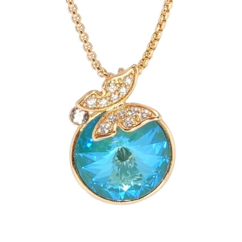 Кулон Xuping колір 18K з кр-ми Swarovski на ланцюжку Кристал Laguna Delite з метеликом дл. 40-45см х 1мм фото №23 Кулон Xuping колір 18K з кр-ми Swarovski на ланцюжку Кристал Laguna Delite з метеликом дл. 40-45см х 1мм фото №23