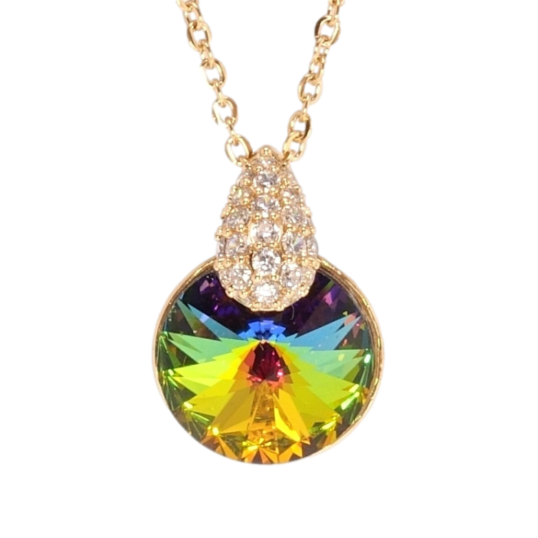 Кулон Xuping цвет 18K с кр-ми Swarovski на цепочке Кристалл Vitrail Medium с капелькой дл. 40-45см х 2мм фото №4