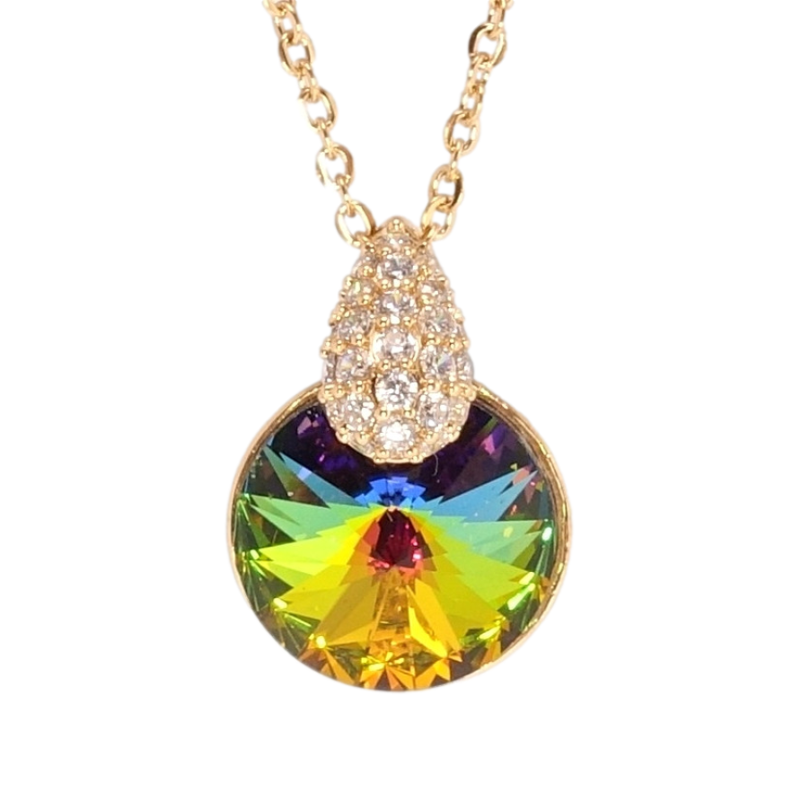 Кулон Xuping колір 18K з кр-ми Swarovski на ланцюжку Кристал Vitrail Medium з крапелькою дл. 40-45см х 2мм фото №1