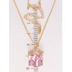 Кулон Xuping колір 18K з кр-ми Swarovski на ланцюжку Кристальний куб Rose з листочками дл. 39-44см х 1мм фото №2 Кулон Xuping колір 18K з кр-ми Swarovski на ланцюжку Кристальний куб Rose з листочками дл. 39-44см х 1мм фото №2