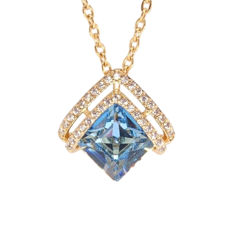 Кулон Xuping колір 18K з кр-ми Swarovski на ланцюжку Витончена підвіска з кр-лом Aquamarine дл. 40-45см х фото №19 Кулон Xuping колір 18K з кр-ми Swarovski на ланцюжку Витончена підвіска з кр-лом Aquamarine дл. 40-45см х фото №19