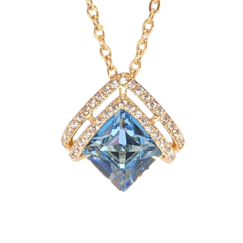 Кулон Xuping колір 18K з кр-ми Swarovski на ланцюжку Витончена підвіска з кр-лом Aquamarine дл. 40-45см х фото №5 Кулон Xuping колір 18K з кр-ми Swarovski на ланцюжку Витончена підвіска з кр-лом Aquamarine дл. 40-45см х фото №5