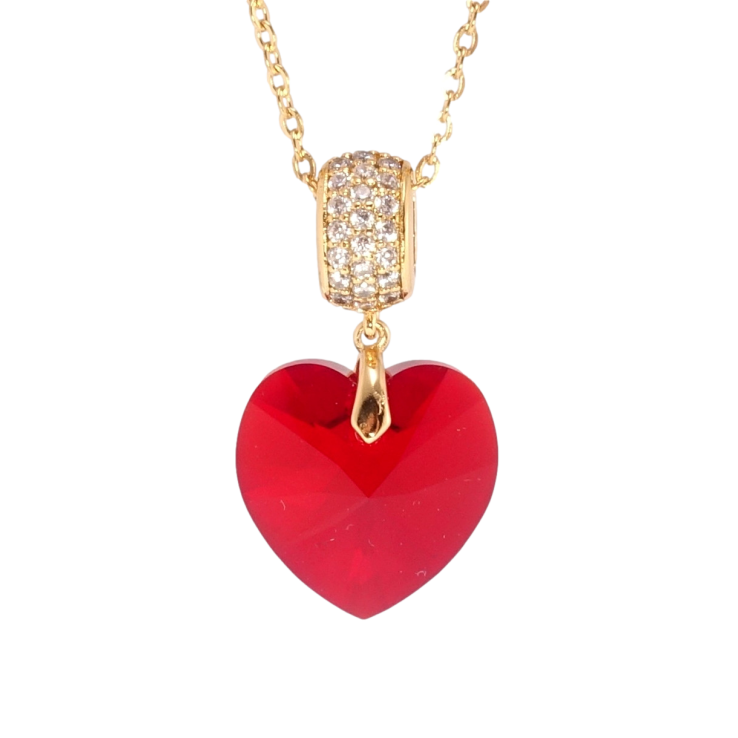 Кулон Xuping колір 18K з кр-ми Swarovski на ланцюжку Кристальне серце Siam дл. 40-45см х 2мм фото №16