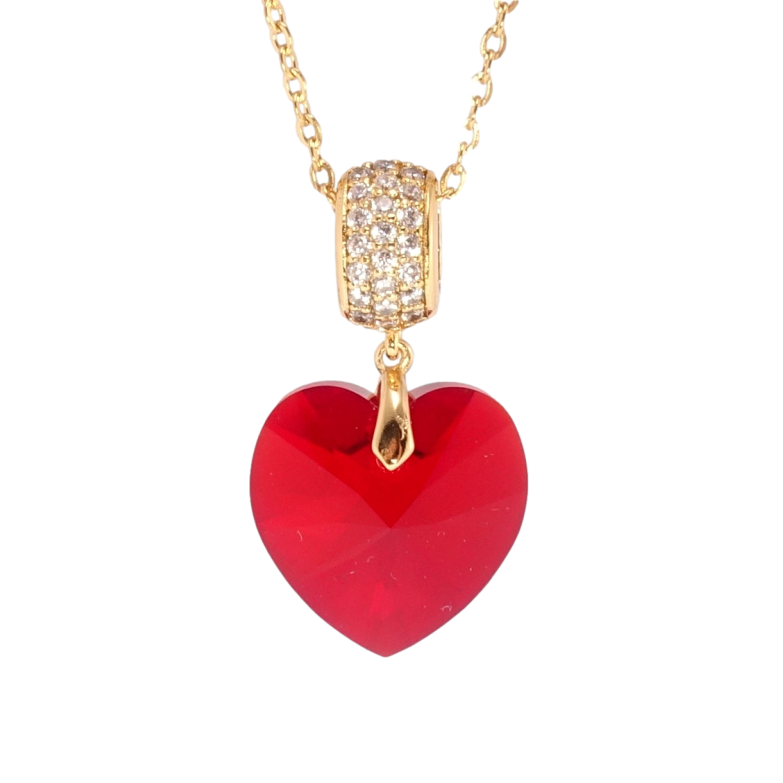 Кулон Xuping колір 18K з кр-ми Swarovski на ланцюжку Кристальне серце Siam дл. 40-45см х 2мм фото №11