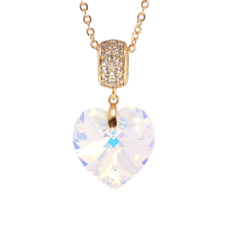 Кулон Xuping цвет 18K с кр-ми Swarovski на цепочке Кристальное сердечко Shimmer дл. 40-45см х 2мм фото №5