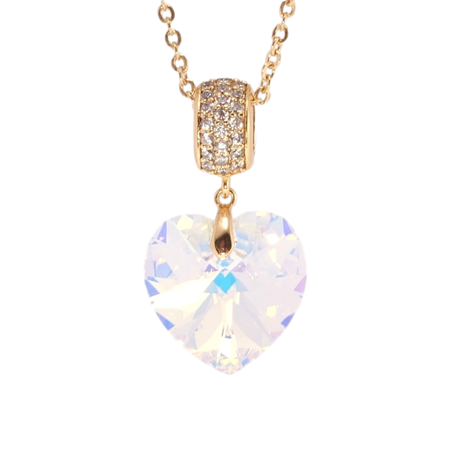 Кулон Xuping колір 18K з кр-ми Swarovski на ланцюжку Кристальне серце Shimmer дл. 40-45см х 2мм фото №1