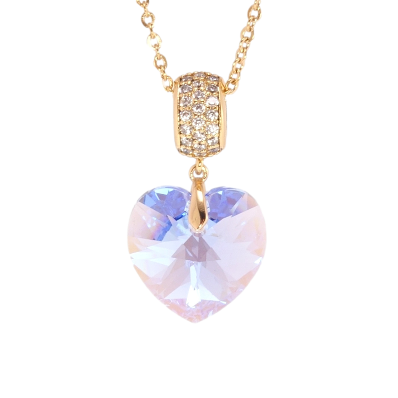 Кулон Xuping колір 18K з кр-ми Swarovski на ланцюжку Кристальне серце Lavender Delite дл. 40-45см х фото №2