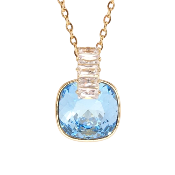 Кулон Xuping цвет 18K с кр-ми Swarovski на цепочке Кристалл Aquamarine с дорожкой кристаллов дл. 39-44см х фото №3 Кулон Xuping цвет 18K с кр-ми Swarovski на цепочке Кристалл Aquamarine с дорожкой кристаллов дл. 39-44см х фото №3