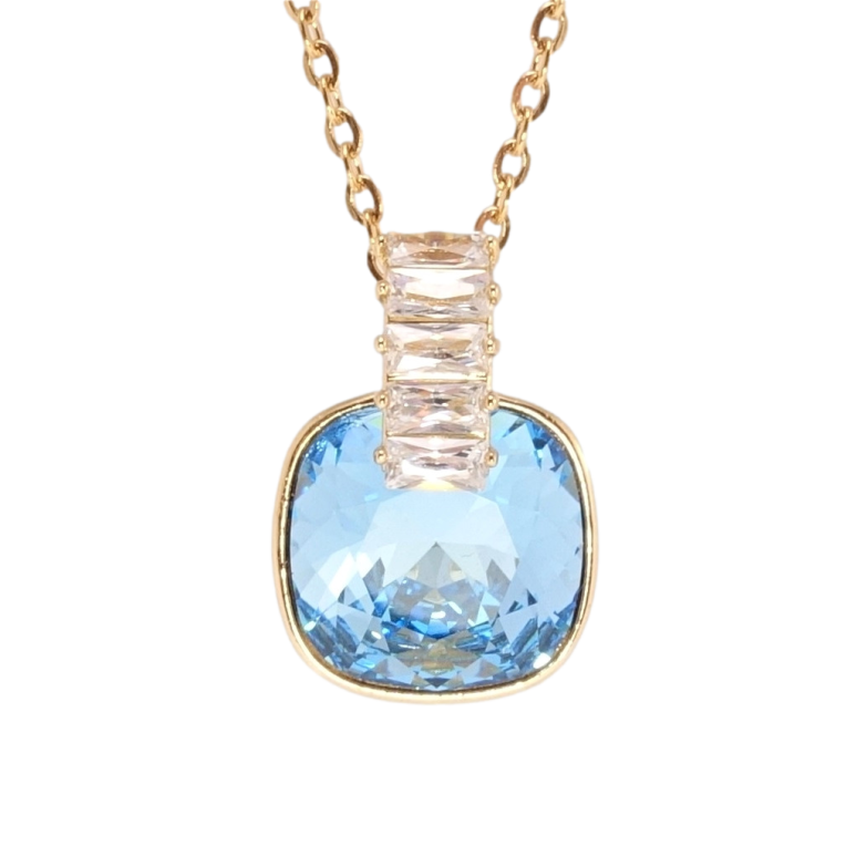 Кулон Xuping цвет 18K с кр-ми Swarovski на цепочке Кристалл Aquamarine с дорожкой кристаллов дл. 39-44см х фото №4 Кулон Xuping цвет 18K с кр-ми Swarovski на цепочке Кристалл Aquamarine с дорожкой кристаллов дл. 39-44см х фото №4