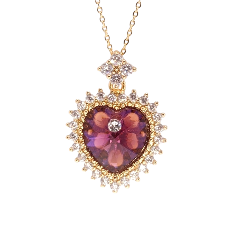 Кулон Xuping колір 18K з кр-ми Swarovski на ланцюжку Серце Burgundy в обрамленні кристалами дл. 40-45см х фото №1 Кулон Xuping колір 18K з кр-ми Swarovski на ланцюжку Серце Burgundy в обрамленні кристалами дл. 40-45см х фото №1