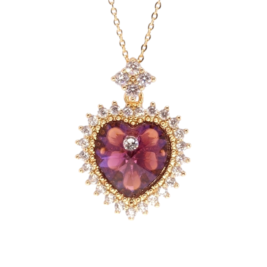 Кулон Xuping колір 18K з кр-ми Swarovski на ланцюжку Серце Burgundy в обрамленні кристалами дл. 40-45см х фото №1 Кулон Xuping колір 18K з кр-ми Swarovski на ланцюжку Серце Burgundy в обрамленні кристалами дл. 40-45см х фото №1